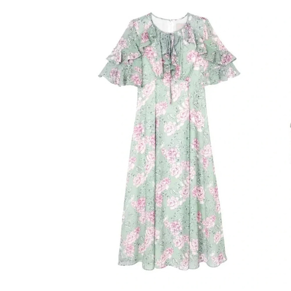 Gal Meets Glam Maxi Dress Shelby Mint Green and Pink Floral Sz 6